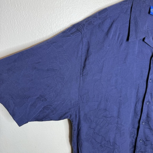 New OP Ocean Pacific Blue Leaf Tropical Short Sleeve Aloha Shirt Mens XL - Picture 4 of 10